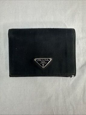 Vintage Prada Nylon & Saffiano Leather Credit Card Bill Change Money Wallet